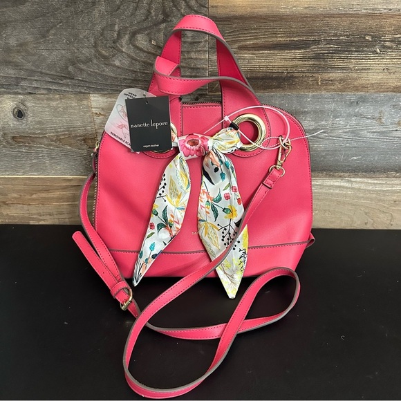 Nanette Lepore Niccola Dome Satchel Handbag Vegan Leather Fuchsia Pink Purse NWT - Picture 1 of 9